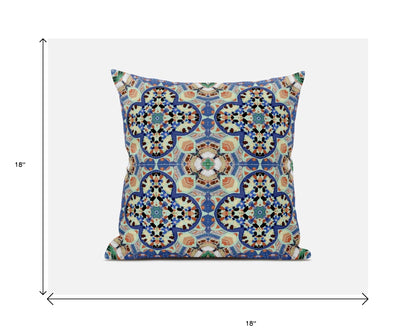 18"X18" Blue And Purple Microsuede Quatrefoil Zippered Pillow