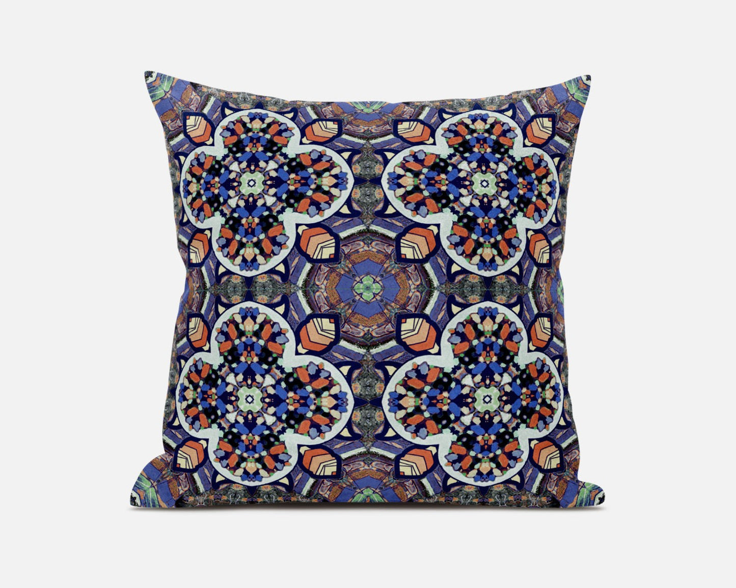 18" X 18" Blue and Gray Quatrefoil Suede Zippered Pillow
