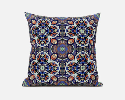 18" X 18" Blue and Gray Quatrefoil Suede Zippered Pillow