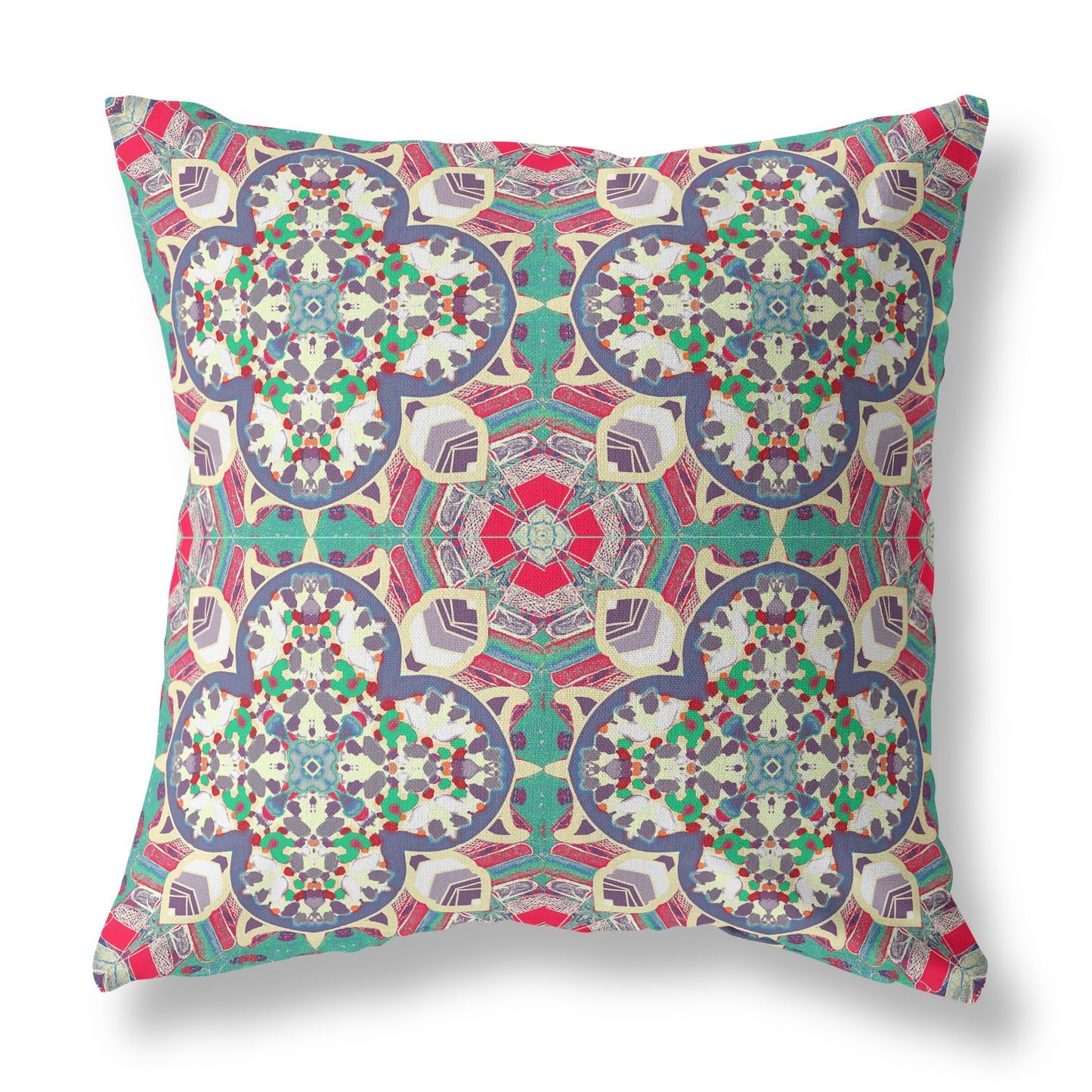 18"X18" Pink And Gray Microsuede Quatrefoil Zippered Pillow