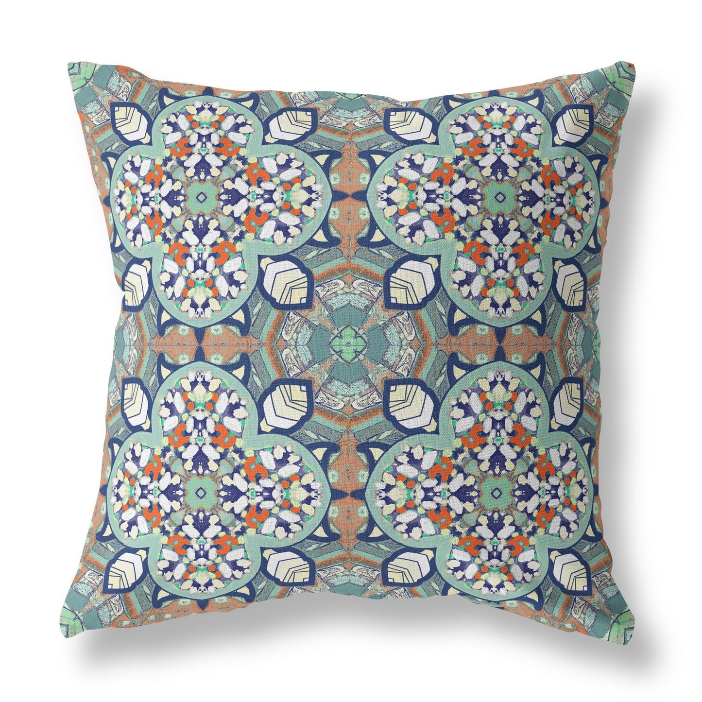 16"X16" Green Microsuede Quatrefoil Zippered Pillow