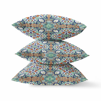 18"X18" Green Microsuede Quatrefoil Zippered Pillow