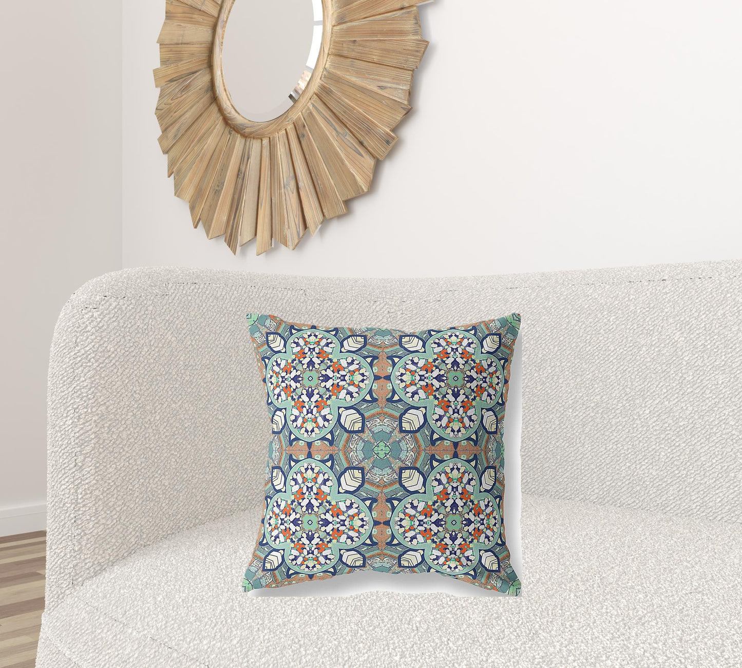 18"X18" Green Microsuede Quatrefoil Zippered Pillow