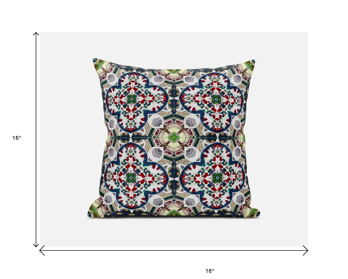 16"X16" Green And White Microsuede Quatrefoil Zippered Pillow