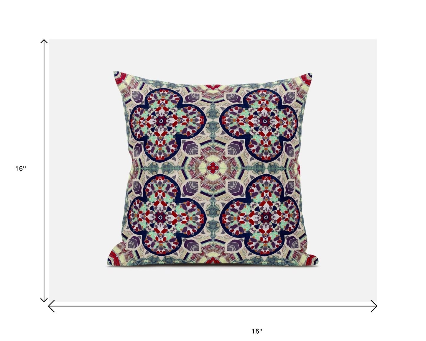 16"X16" Green And Ivory Microsuede Quatrefoil Zippered Pillow