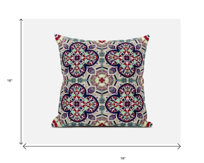 16"X16" Green And Ivory Microsuede Quatrefoil Zippered Pillow
