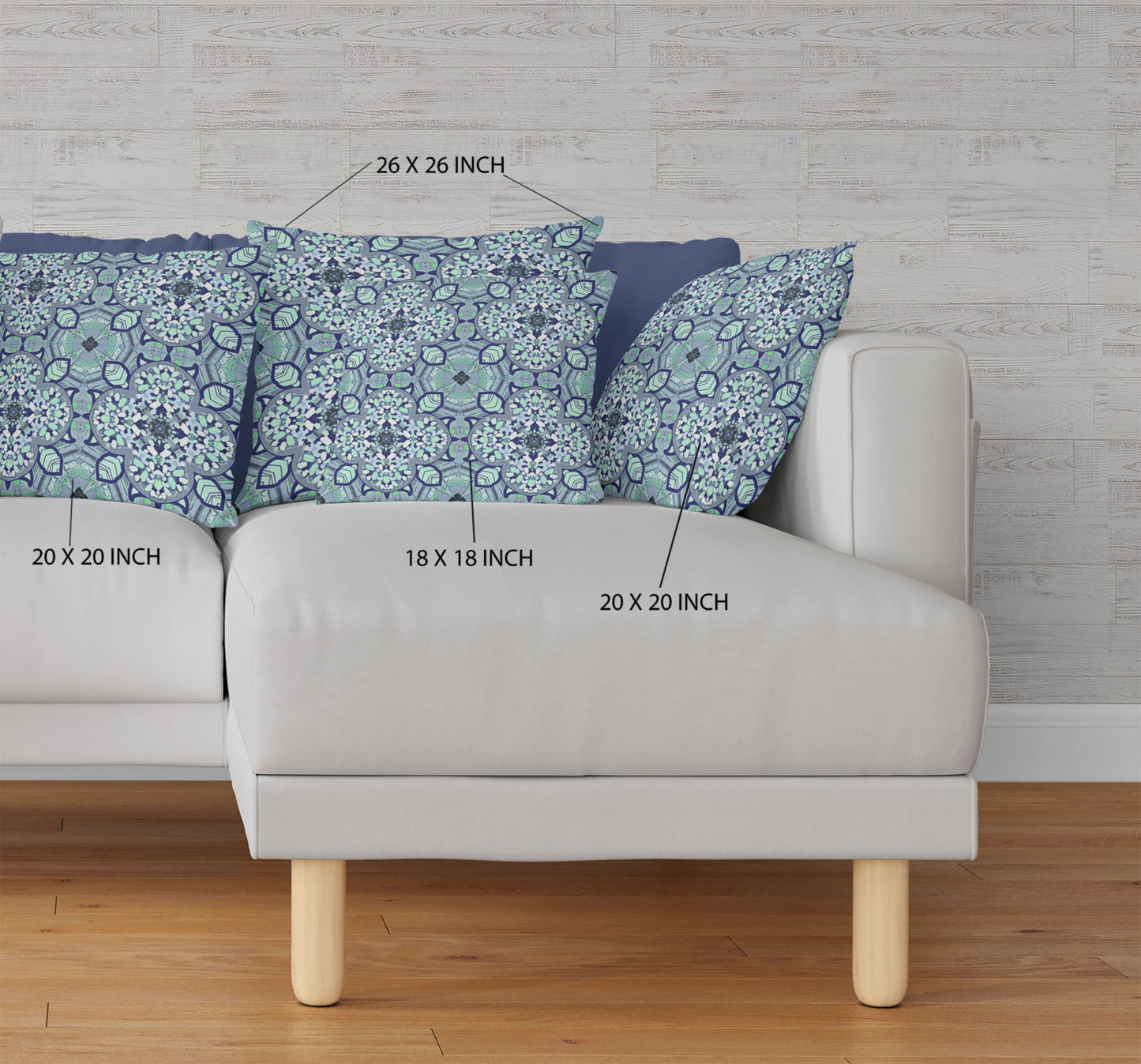 16"X16" Aqua Microsuede Quatrefoil Zippered Pillow