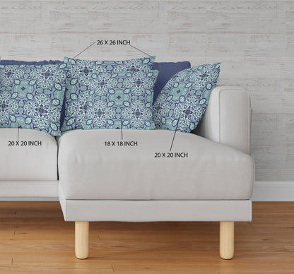 16"X16" Aqua Microsuede Quatrefoil Zippered Pillow