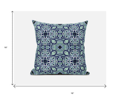 16"X16" Aqua Microsuede Quatrefoil Zippered Pillow