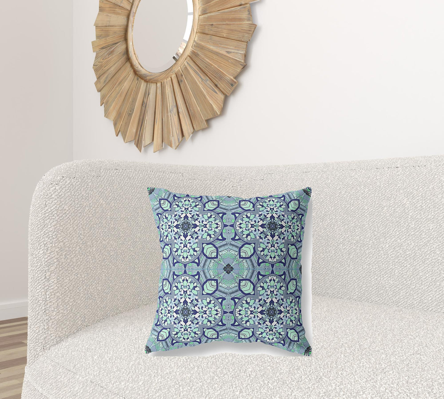 18"X18" Aqua Microsuede Quatrefoil Zippered Pillow