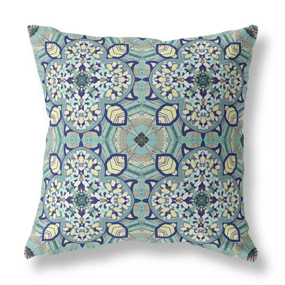 16"X16" Green Microsuede Quatrefoil Zippered Pillow