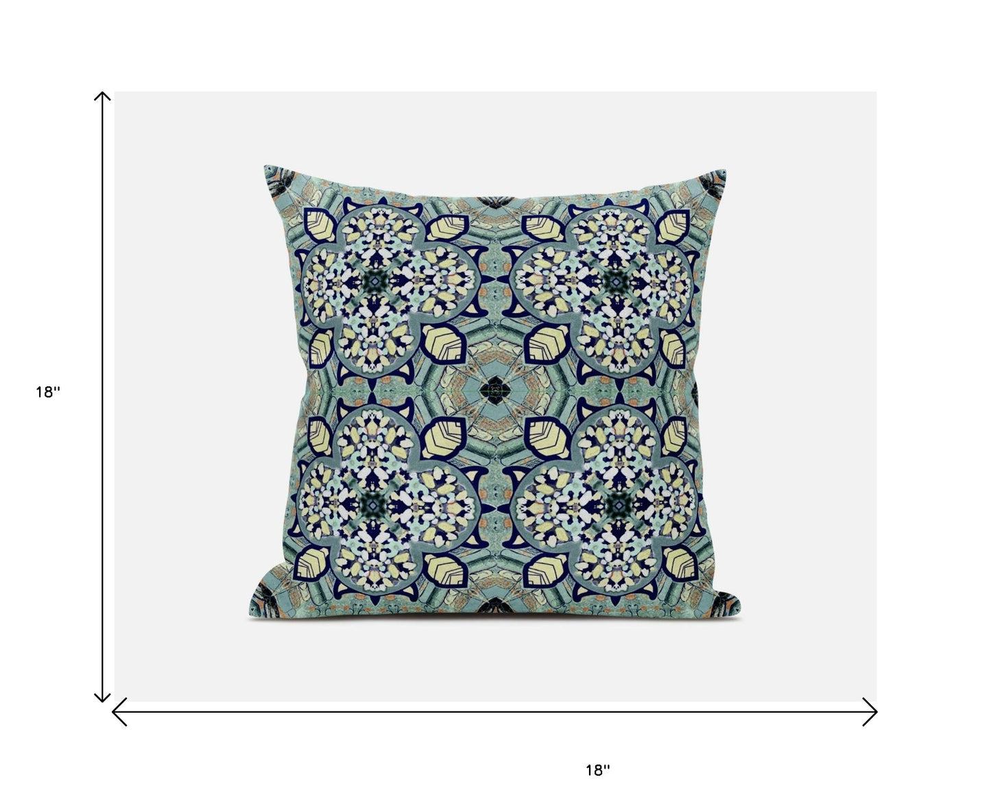 18"X18" Green Microsuede Quatrefoil Zippered Pillow