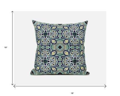 18"X18" Green Microsuede Quatrefoil Zippered Pillow