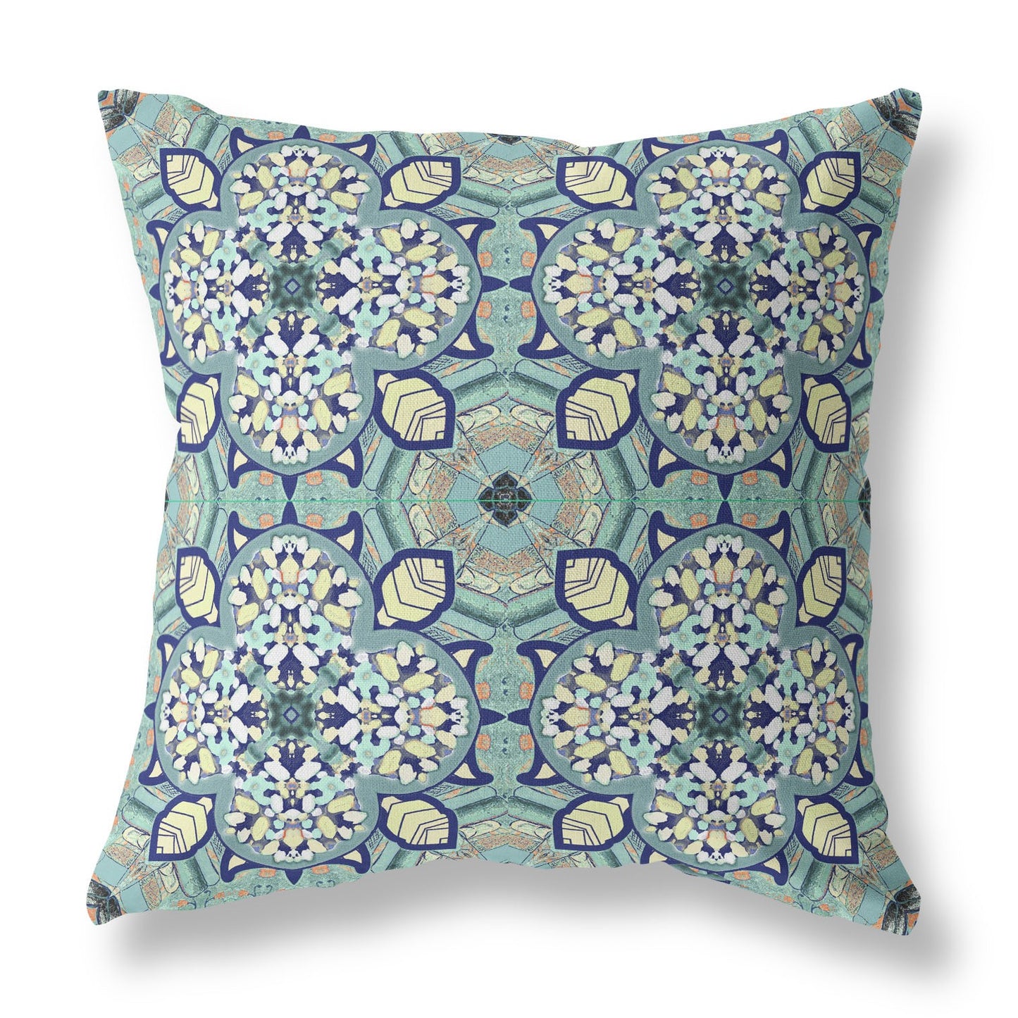18"X18" Green Microsuede Quatrefoil Zippered Pillow