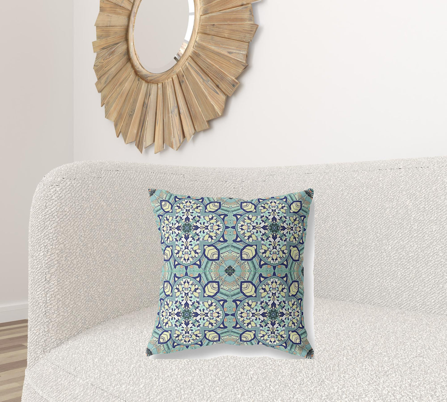 18"X18" Green Microsuede Quatrefoil Zippered Pillow