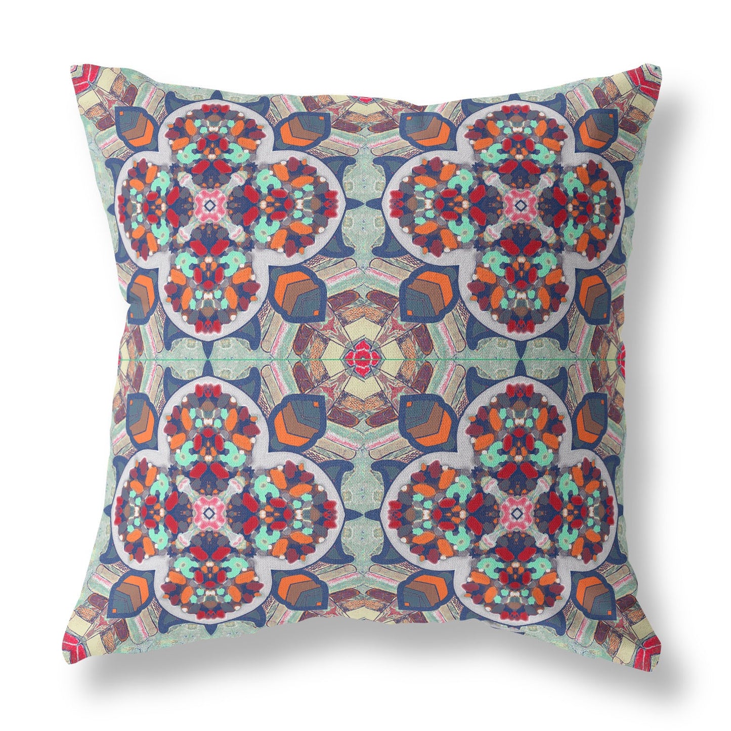 16"X16" Orange Red Microsuede Quatrefoil Zippered Pillow