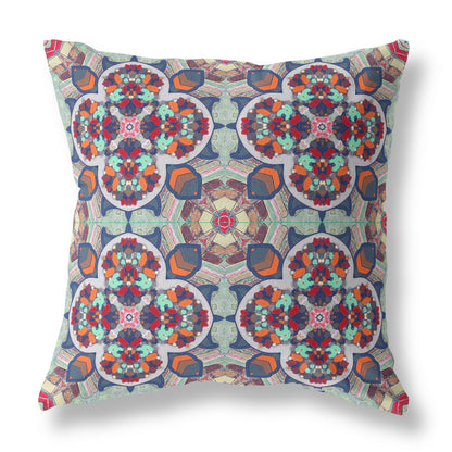16"X16" Orange Red Microsuede Quatrefoil Zippered Pillow