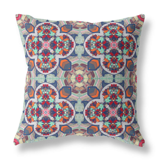 16"X16" Orange Red Microsuede Quatrefoil Zippered Pillow