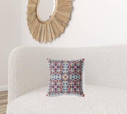 16"X16" Orange Red Microsuede Quatrefoil Zippered Pillow