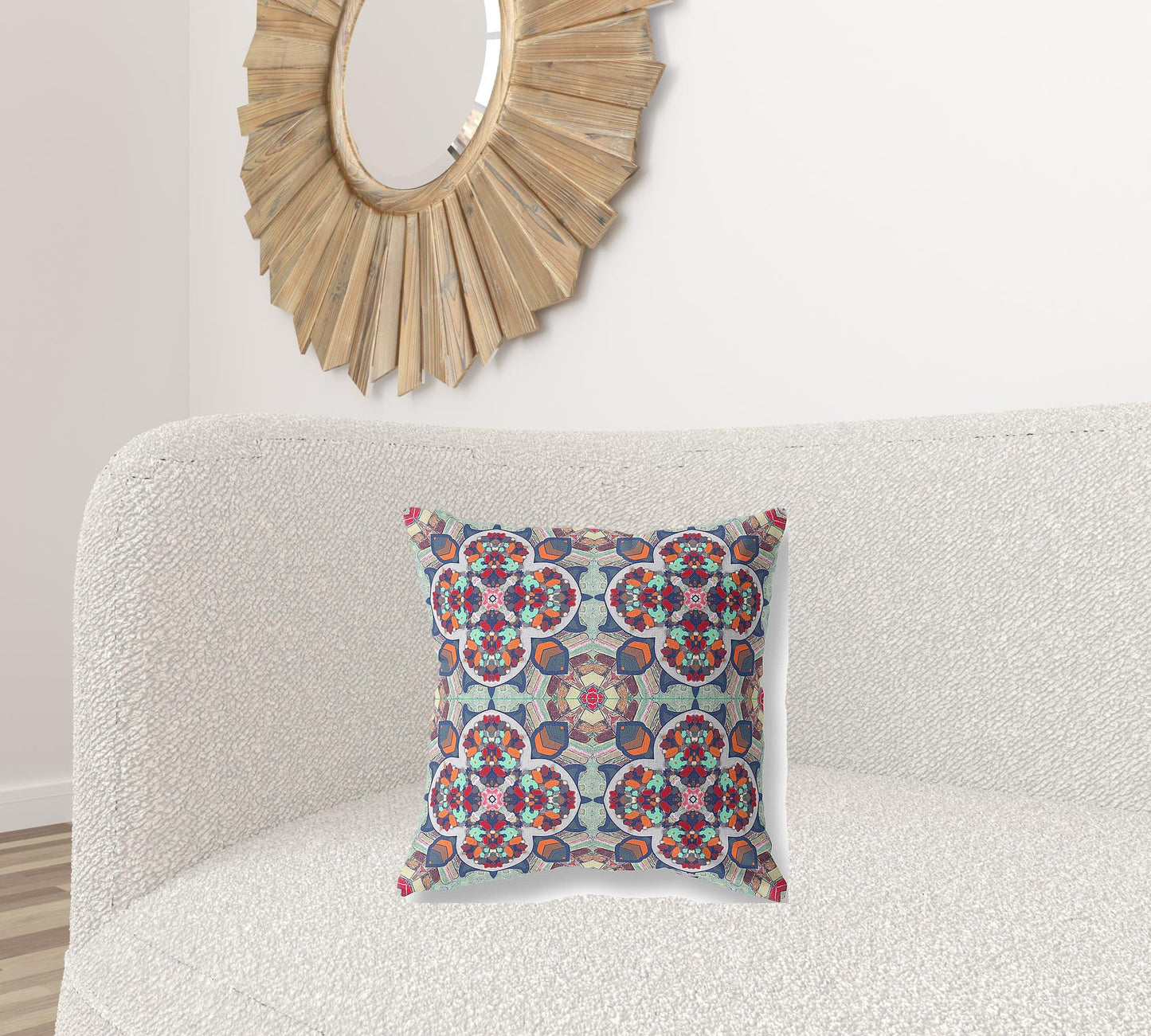 18"X18" Orange Red Microsuede Quatrefoil Zippered Pillow