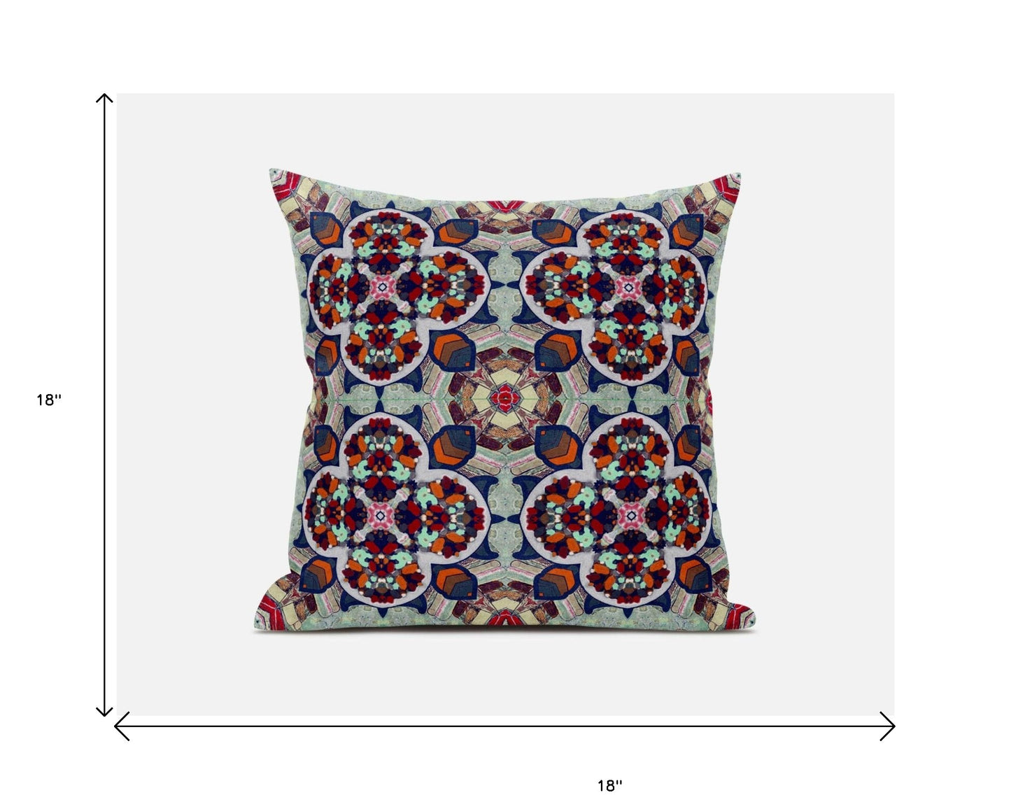 18"X18" Orange Red Microsuede Quatrefoil Zippered Pillow