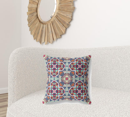 18"X18" Orange Red Microsuede Quatrefoil Zippered Pillow
