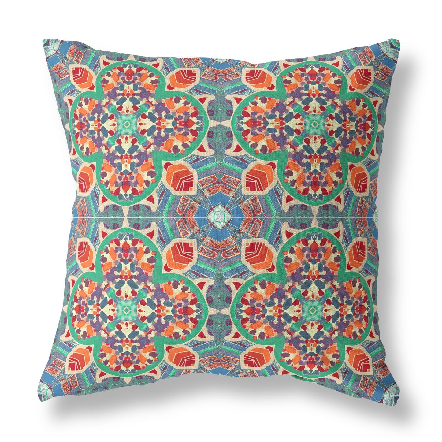 18"X18" Orange Microsuede Quatrefoil Zippered Pillow