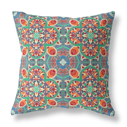 18"X18" Orange Microsuede Quatrefoil Zippered Pillow