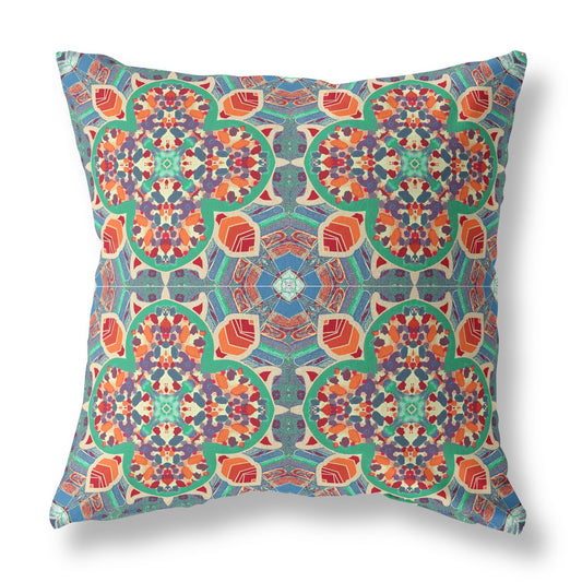 18"X18" Orange Microsuede Quatrefoil Zippered Pillow