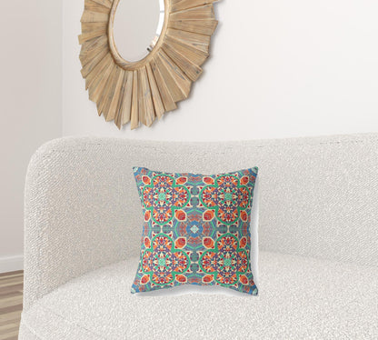 18"X18" Orange Microsuede Quatrefoil Zippered Pillow