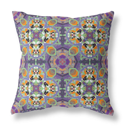 18" X 18" Purple and Orange Quatrefoil Suede Zippered Pillow