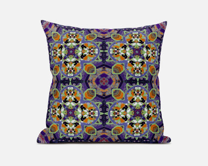 18" X 18" Purple and Orange Quatrefoil Suede Zippered Pillow