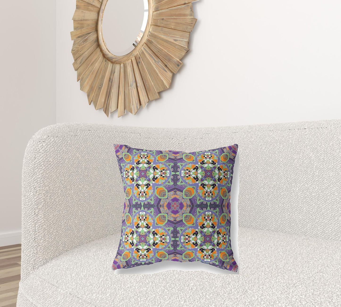 18" X 18" Purple and Orange Quatrefoil Suede Zippered Pillow