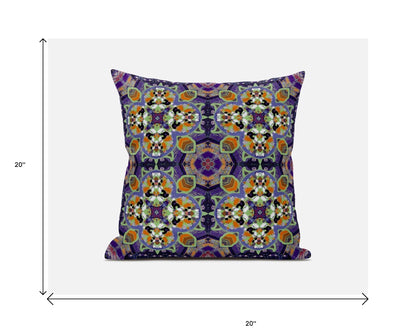 18" X 18" Purple and Orange Quatrefoil Suede Zippered Pillow