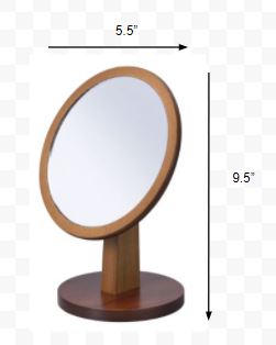 Brown Round Makeup Shaving Tabletop Mirror