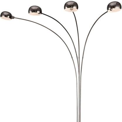 88" Black Four Light Arched Floor Lamp With Black Dome Shade