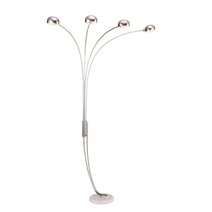88" Steel Four Light Arched Floor Lamp With Silver Dome Shade