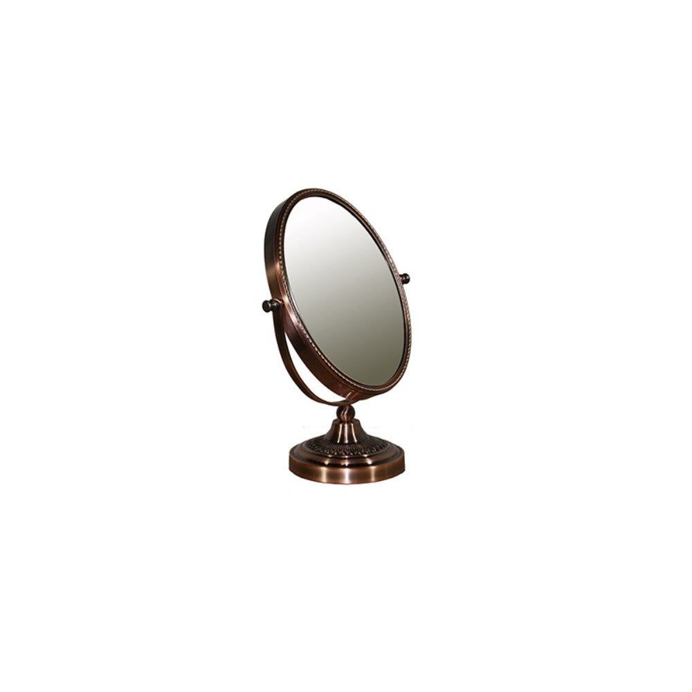 Copper Round Makeup Shaving Tabletop Metal Mirror