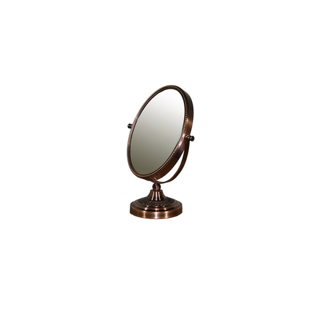 Copper Round Makeup Shaving Tabletop Metal Mirror