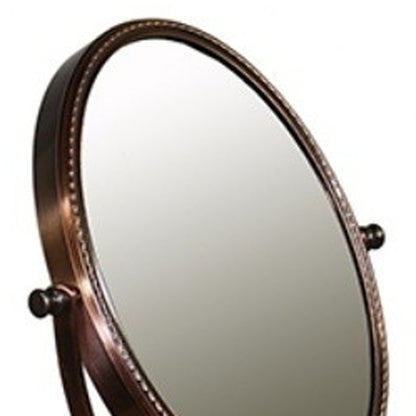 Copper Round Makeup Shaving Tabletop Metal Mirror