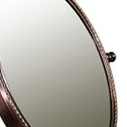 Copper Round Makeup Shaving Tabletop Metal Mirror