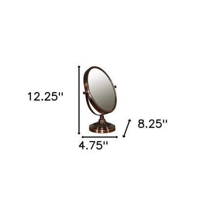 Copper Round Makeup Shaving Tabletop Metal Mirror