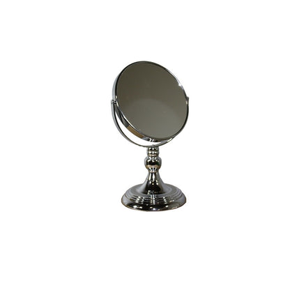 Silver Round Makeup Shaving Tabletop Metal Mirror