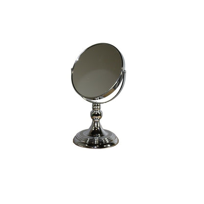 Silver Round Makeup Shaving Tabletop Metal Mirror