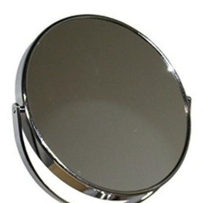 Silver Round Makeup Shaving Tabletop Metal Mirror