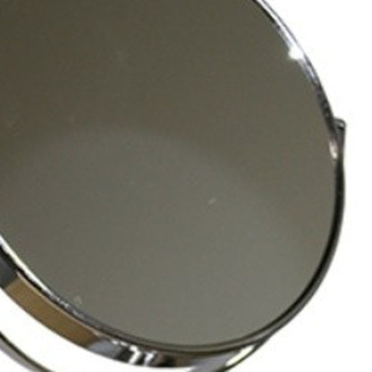 Silver Round Makeup Shaving Tabletop Metal Mirror