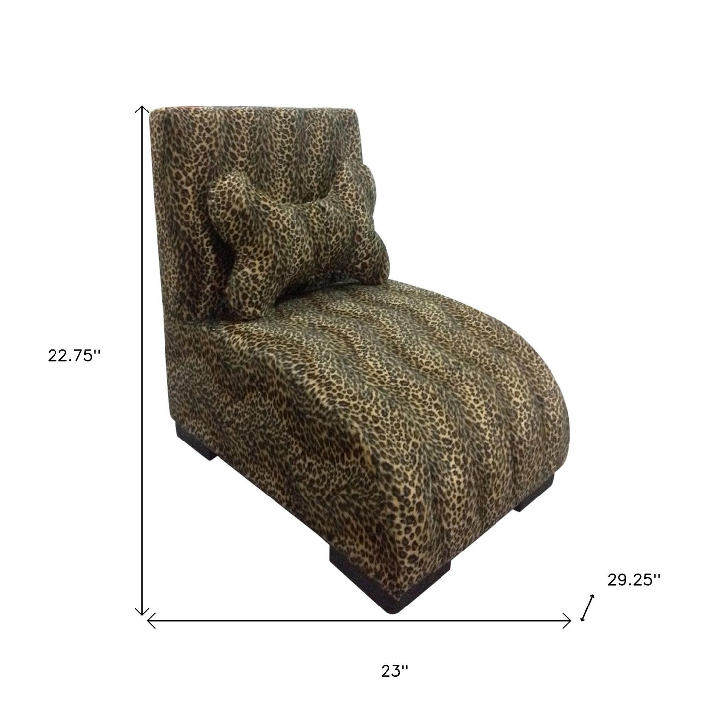 23" Cheetah Print Upholstered Chaise Lounge Dog Bed with Pillow