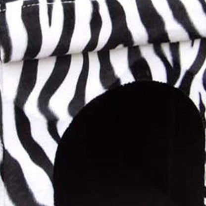 Zebra Print Upholstered Folding Dog House Shaped Pet Bed