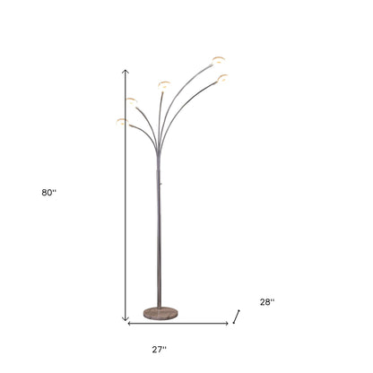 80" Silver 5 Light Contempo Arc LED Floor Lamp