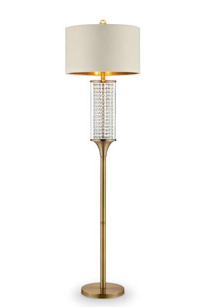 62" Gold Column Floor Lamp With Off-White Drum Shade